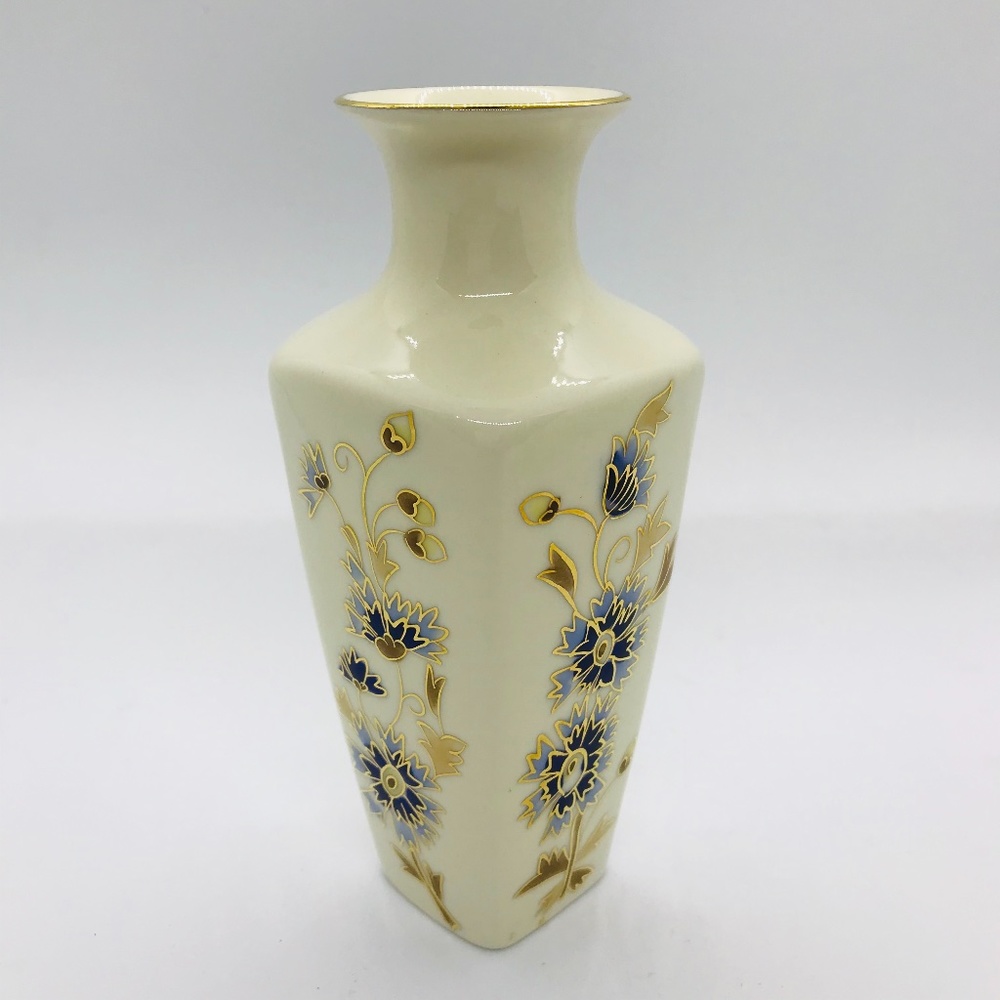 Zsolnay Porcelain Bud Vase Hungarian Blue Flowers